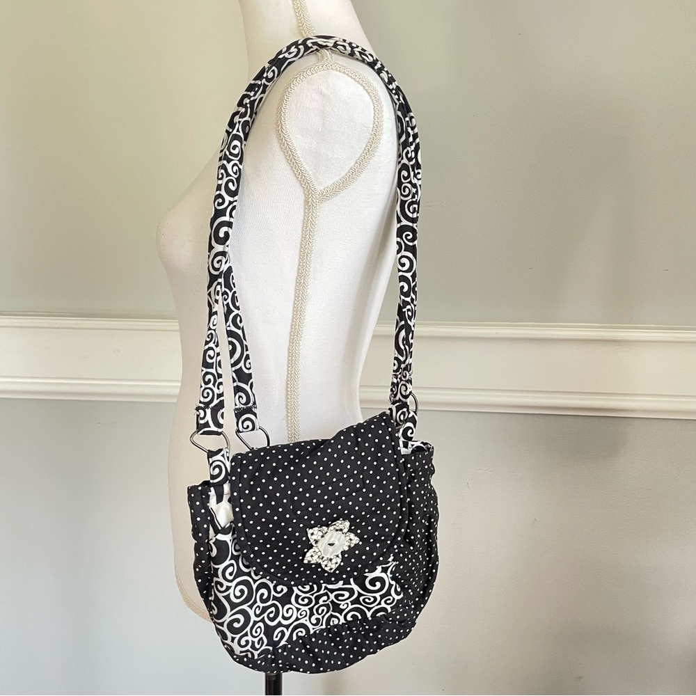 Handmade Chic Black and White Speckled Cloth Shoulder Bag